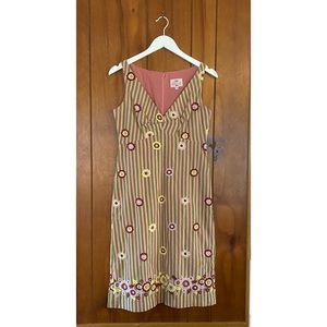 Tocca embroidered floral striped dress